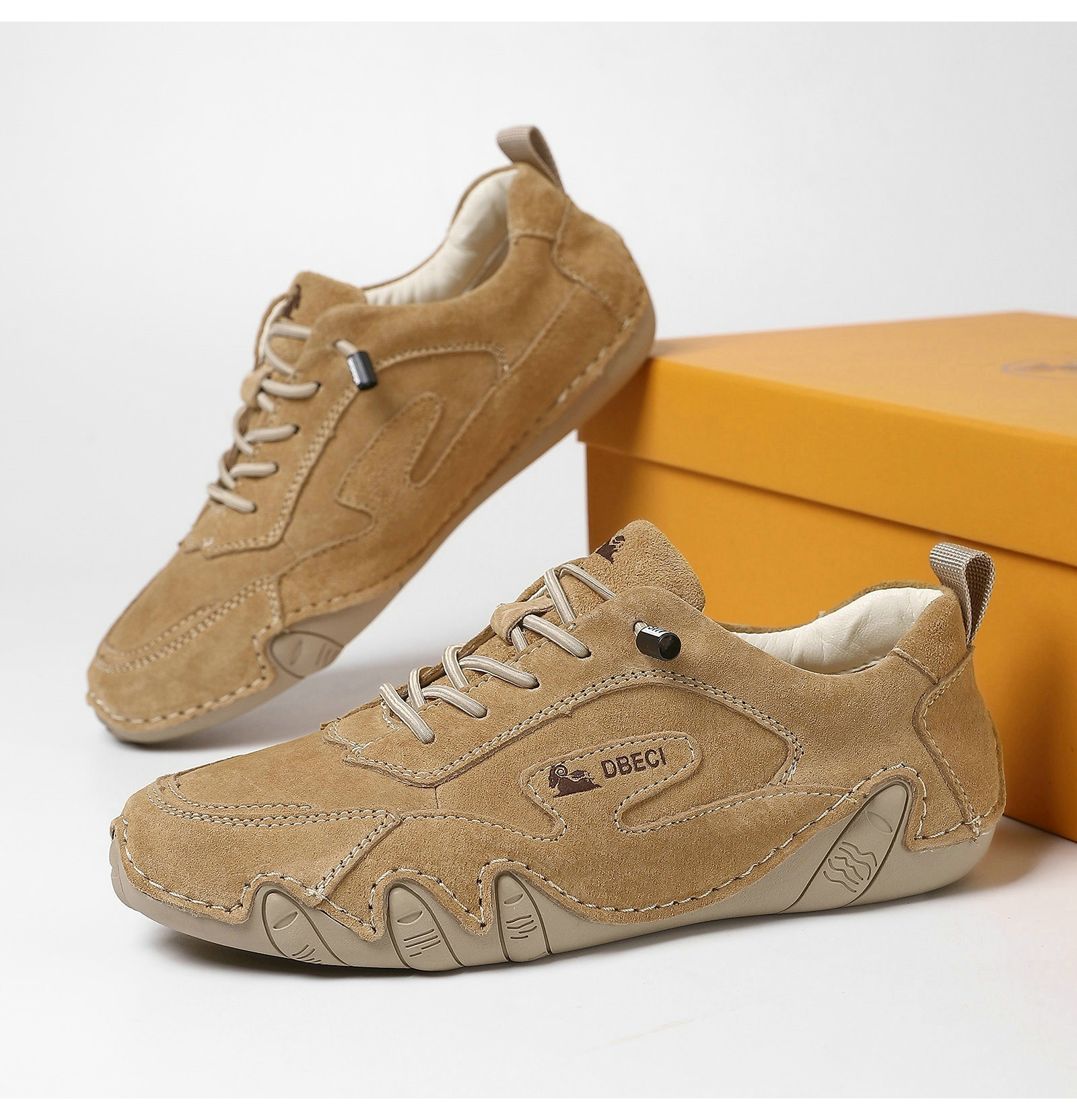 Men's Outdoor Genuine Leather Shoes – Breathable, Wide Toe & No-Tie Laces Comfort