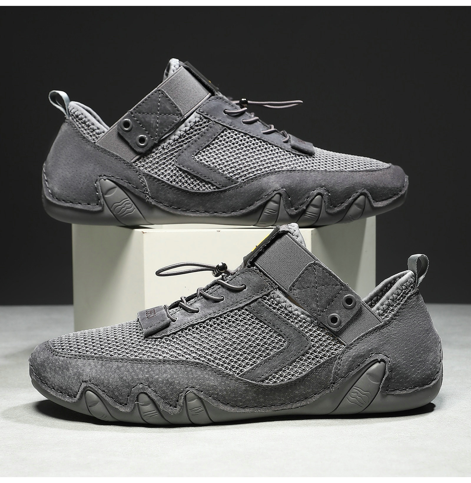 Men's Outdoor Leather Shoes - Breathable, Wide Toe & Soft Sole - Perfect for Walking & Hiking