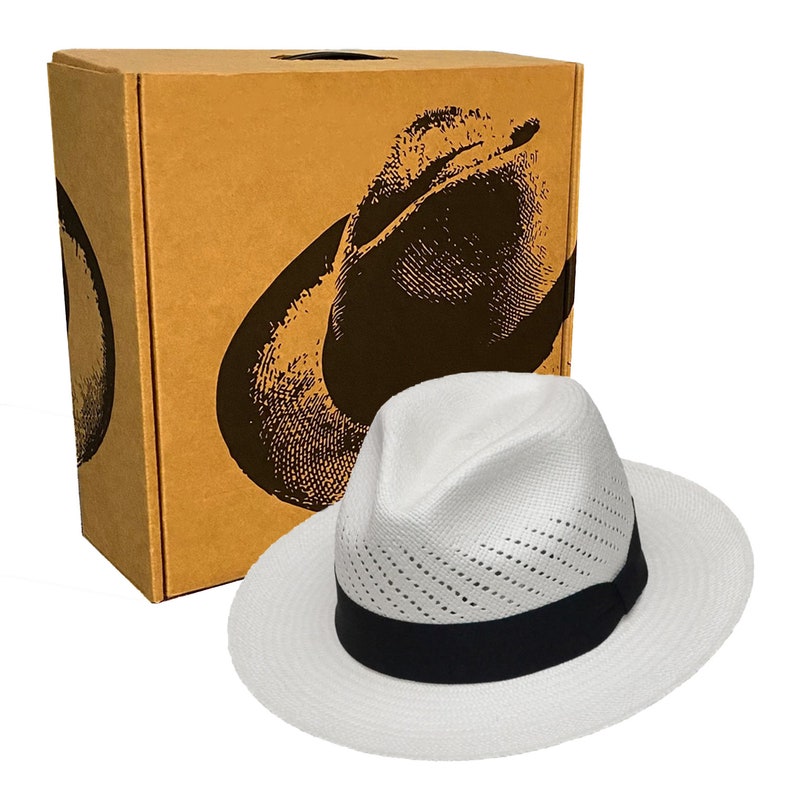 Classic Vented Panama Hat - Brisa Weave - White Straw - Black Band - Handwoven in Ecuador - GPH - HatBox Included-BOX PACKING