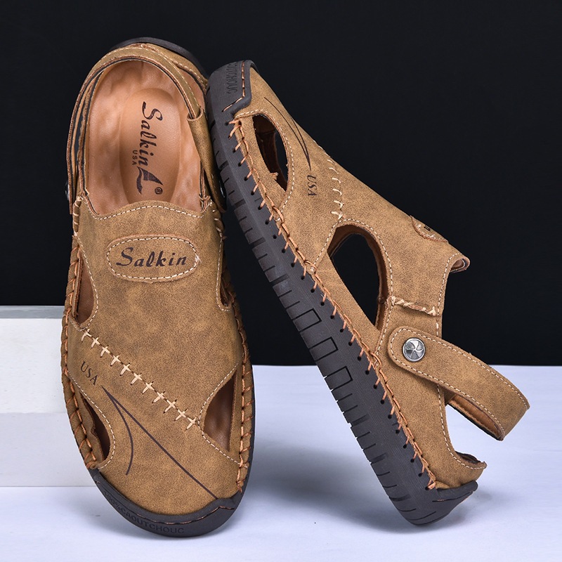 ⏰Limited Time 70% OFF - Men's Handmade Stitched Slip-On Driving Sandals
