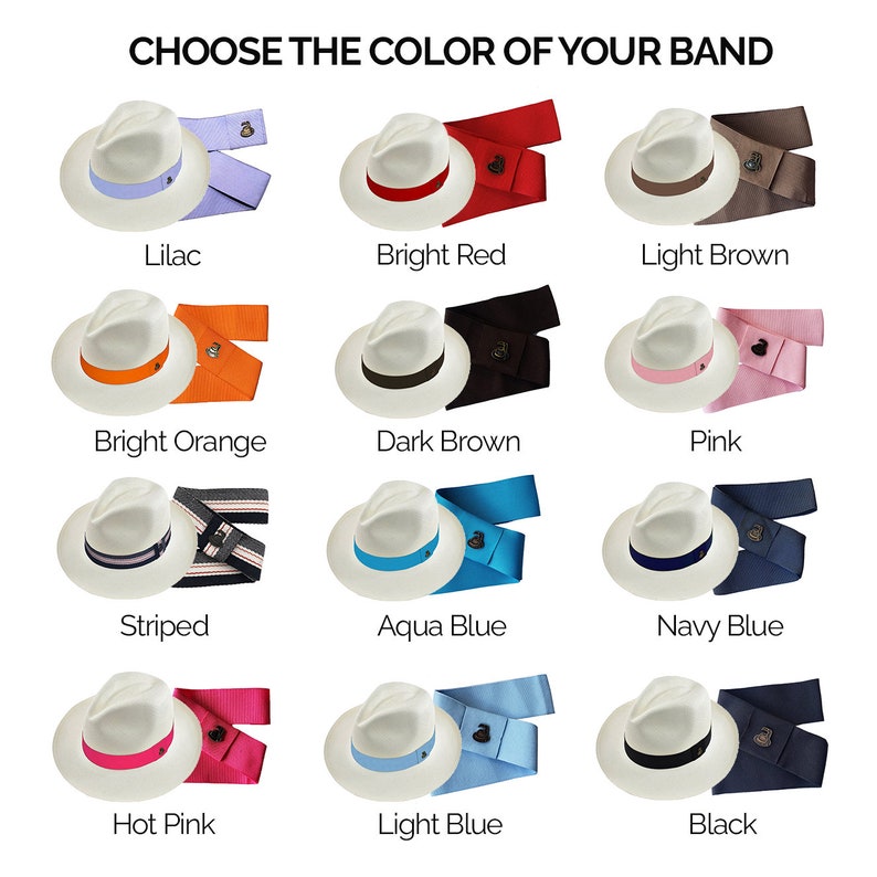 Genuine Panama Hat - Custom Band Color