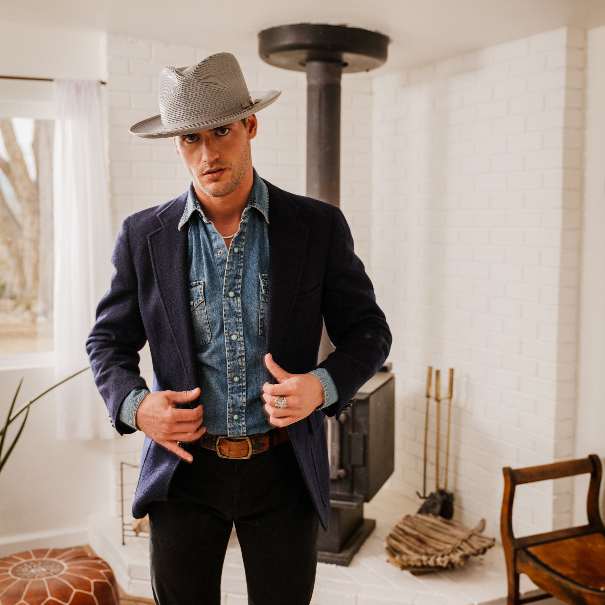 STRATOLINER HEMP FEDORA -GREY[BUY 2 FAST SHIPPING & BOX PACKING]