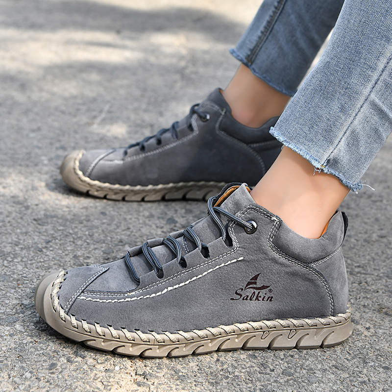Cross-Border Popular European And American Hand-Stitched Women'S Shoes Fashionable Flat Loafers Autumn And Winter Outdoor Martin Single Shoes Casual Shoes