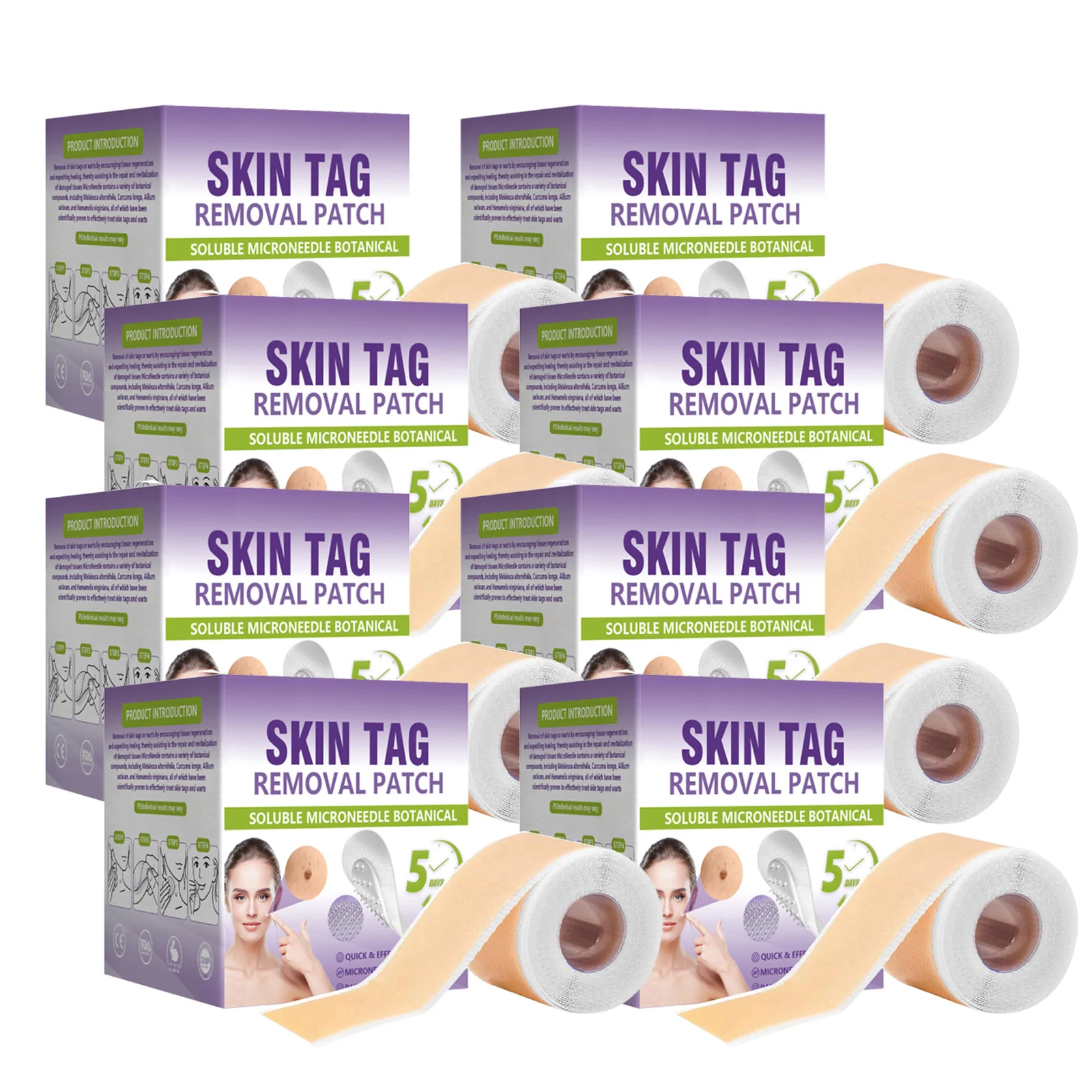 Soluble Microneedle Botanical Skin Tag Removal Patch