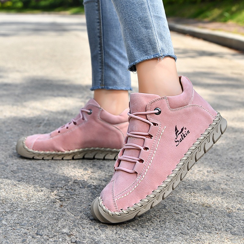 Cross-Border Popular European And American Hand-Stitched Women'S Shoes Fashionable Flat Loafers Autumn And Winter Outdoor Martin Single Shoes Casual Shoes