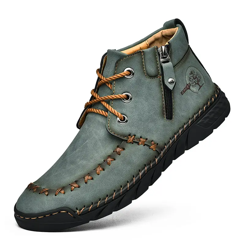 ⏰LAST DAY-50% OFF🛒Men's Outdoor Comfort Leather Hand-sewn Zipper Boots Non-slip Durable Driving Boots