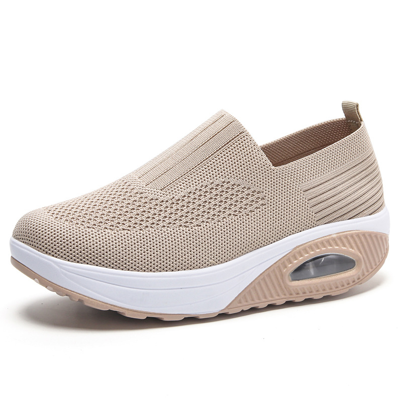 Temu Xiyin Cross-Border New Women'S Casual Sports Air-Cushion Mother'S Shoes Rocking Shoes Single Shoes Non-Slip Flying Weaving Women'S Shoes