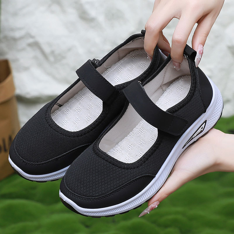 2026 Spring And Summer New Middle-Aged And Elderly Mesh Mother'S Shoes For Women Velcro Soft Sole Elderly Shoes Cross-Border Temu Shoes For Women