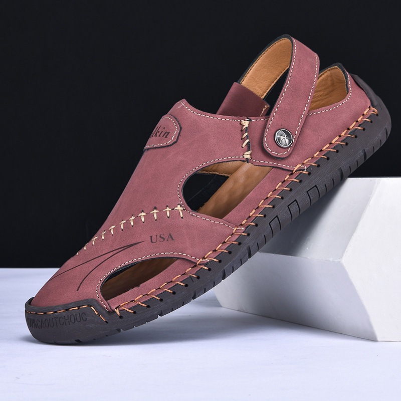 ⏰Limited Time 70% OFF - Men's Handmade Stitched Slip-On Driving Sandals