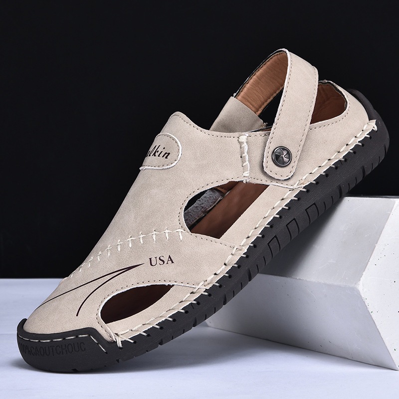 ⏰Limited Time 70% OFF - Men's Handmade Stitched Slip-On Driving Sandals