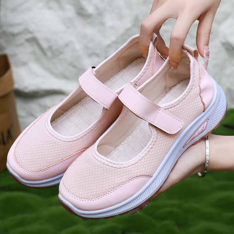 2026 Spring And Summer New Middle-Aged And Elderly Mesh Mother'S Shoes For Women Velcro Soft Sole Elderly Shoes Cross-Border Temu Shoes For Women