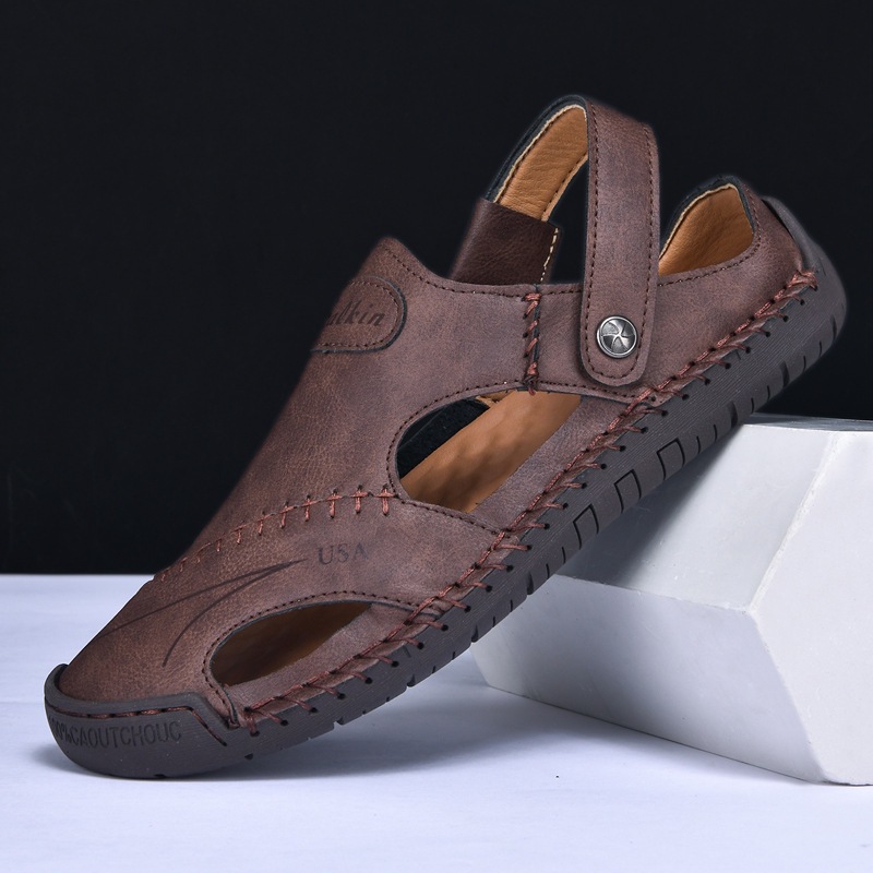 ⏰Limited Time 70% OFF - Men's Handmade Stitched Slip-On Driving Sandals