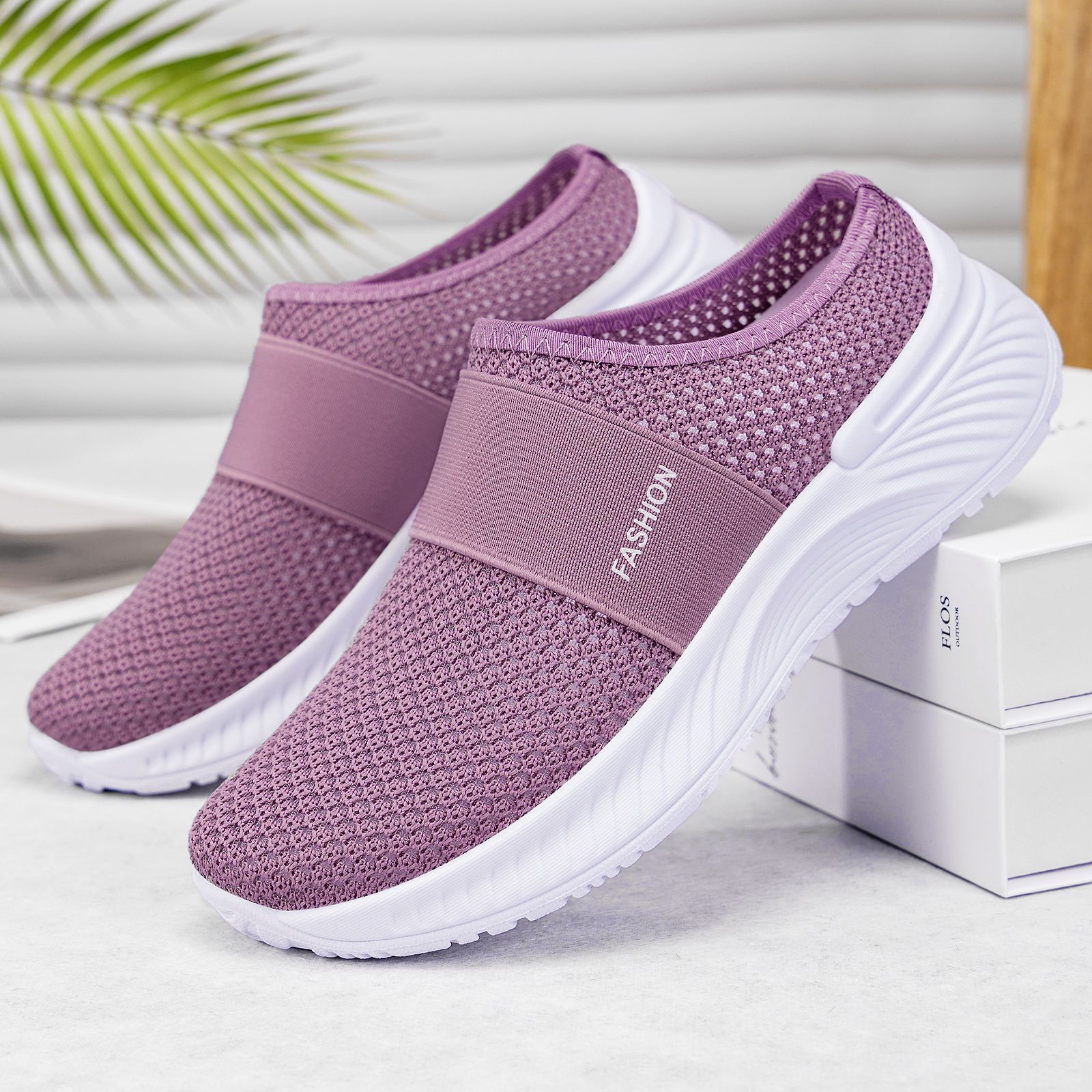 Women'S Summer Casual Shoes, Breathable And Non-Stuffy Mesh Shoes, Slip-Ons And Half Slippers, Soft Soles, Non-Tiring Shoes, Lazy Shoes