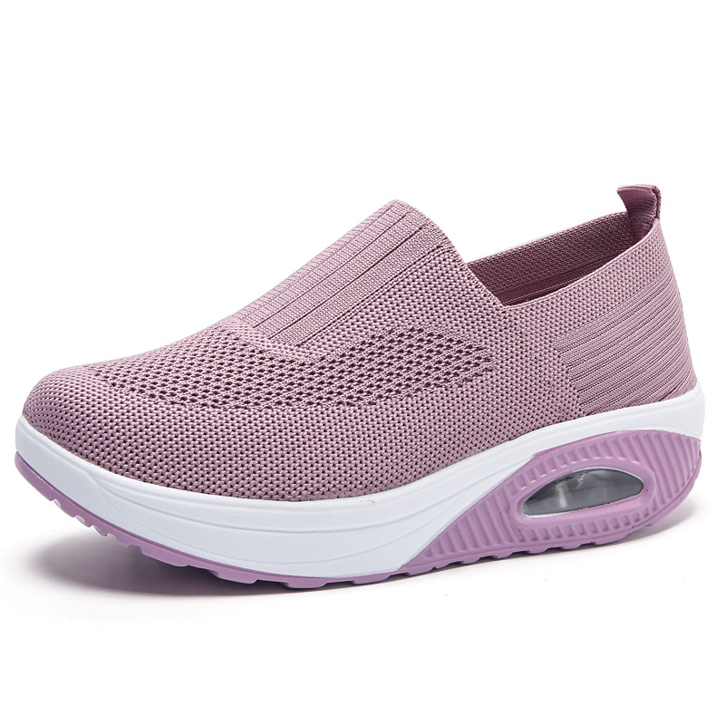 Temu Xiyin Cross-Border New Women'S Casual Sports Air-Cushion Mother'S Shoes Rocking Shoes Single Shoes Non-Slip Flying Weaving Women'S Shoes