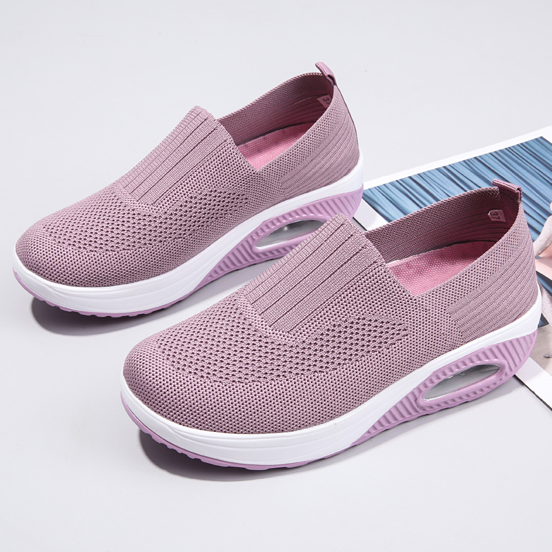Temu Xiyin Cross-Border New Women'S Casual Sports Air-Cushion Mother'S Shoes Rocking Shoes Single Shoes Non-Slip Flying Weaving Women'S Shoes