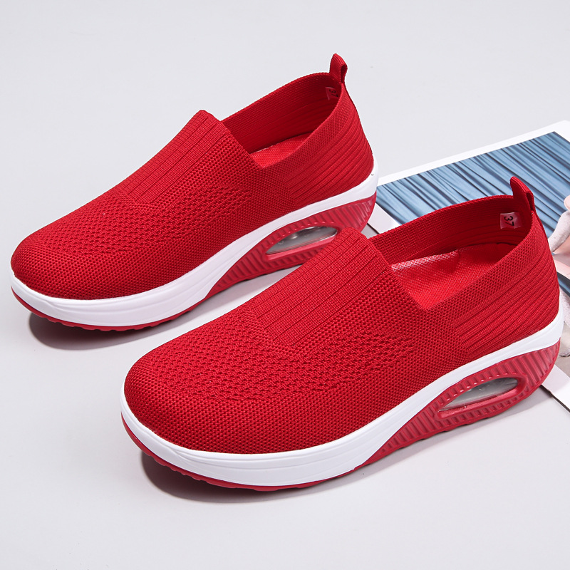 Temu Xiyin Cross-Border New Women'S Casual Sports Air-Cushion Mother'S Shoes Rocking Shoes Single Shoes Non-Slip Flying Weaving Women'S Shoes