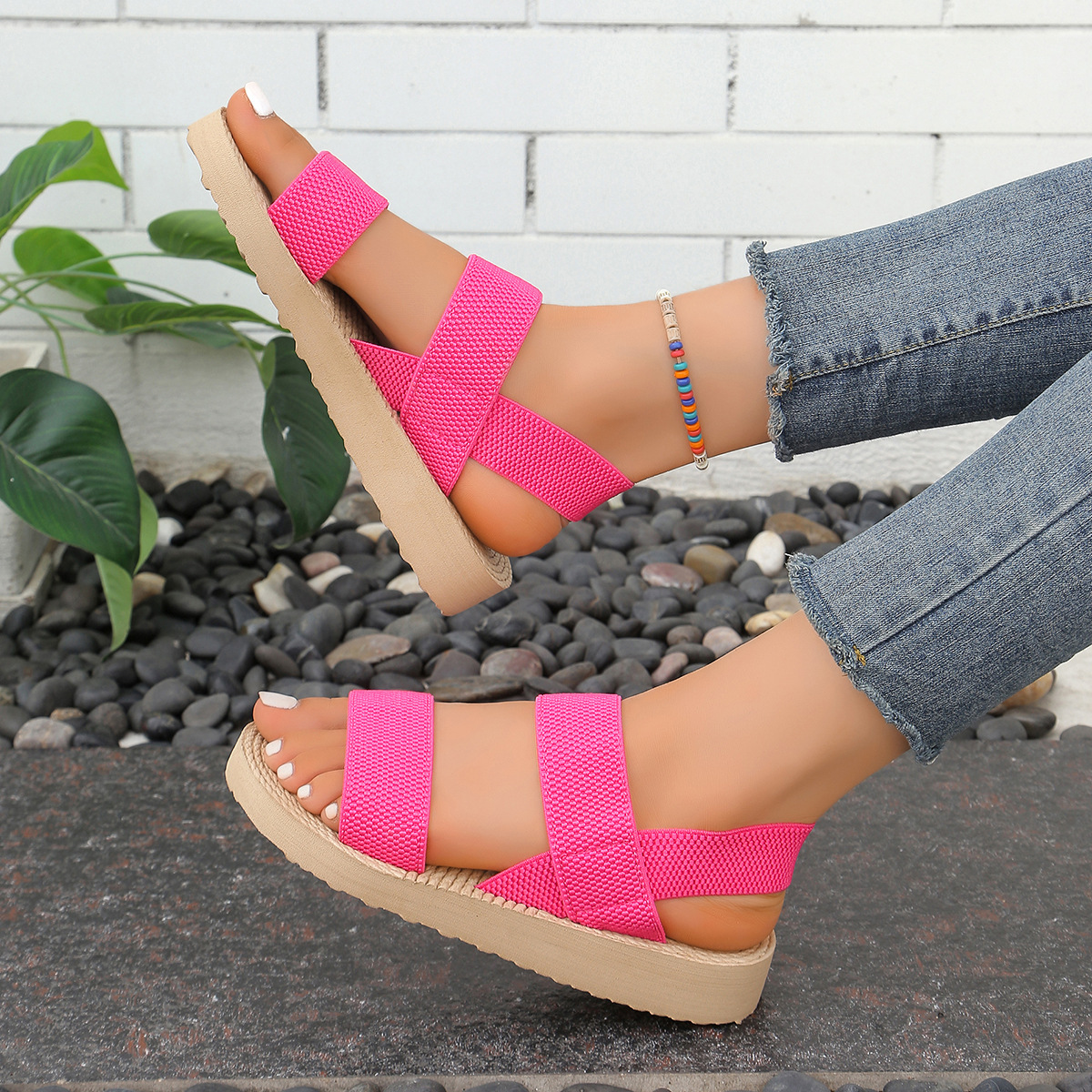 The Best-Selling Women'S Slippers On The Entire Network 2026 Cross-Border New European And American Small Heightening Thick-Soled Wedge-Heeled Sandals