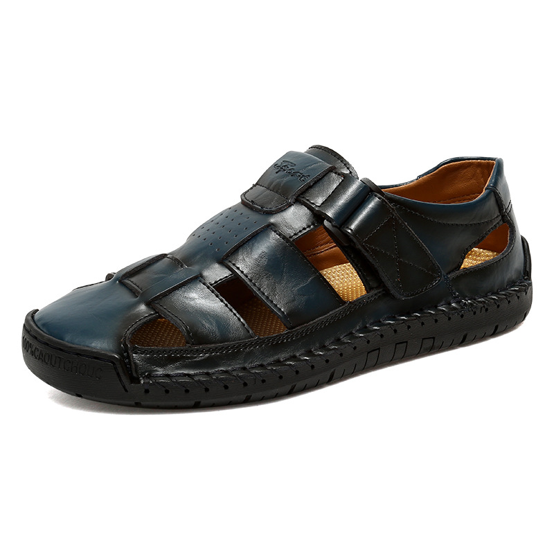 ⏰LAST DAY-70% OFF🛒Men's Hand-Stitched Closed Toe Sandals – Comfortable for Walking & Outdoor