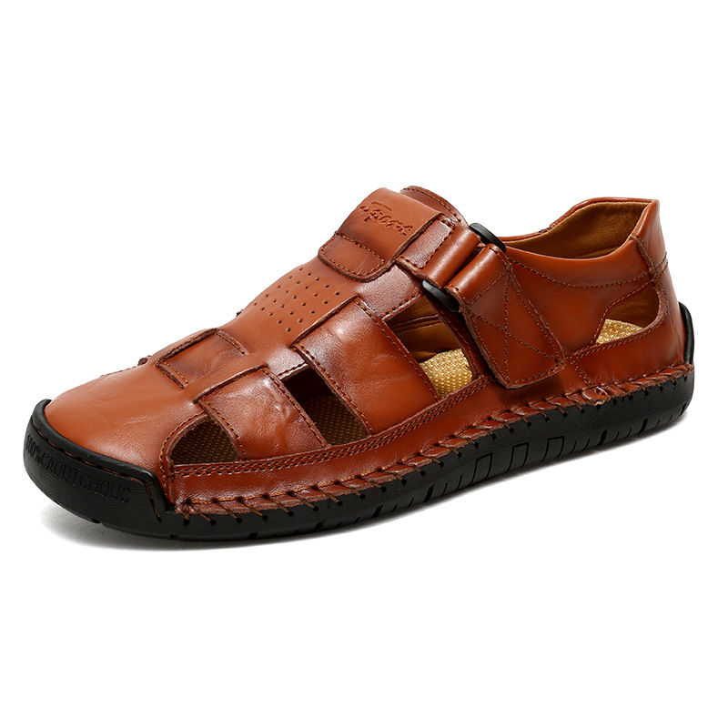 ⏰LAST DAY-70% OFF🛒Men's Hand-Stitched Closed Toe Sandals – Comfortable for Walking & Outdoor