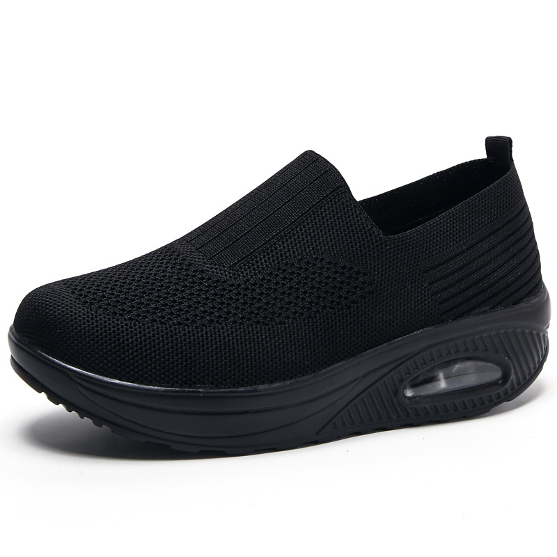Temu Xiyin Cross-Border New Women'S Casual Sports Air-Cushion Mother'S Shoes Rocking Shoes Single Shoes Non-Slip Flying Weaving Women'S Shoes