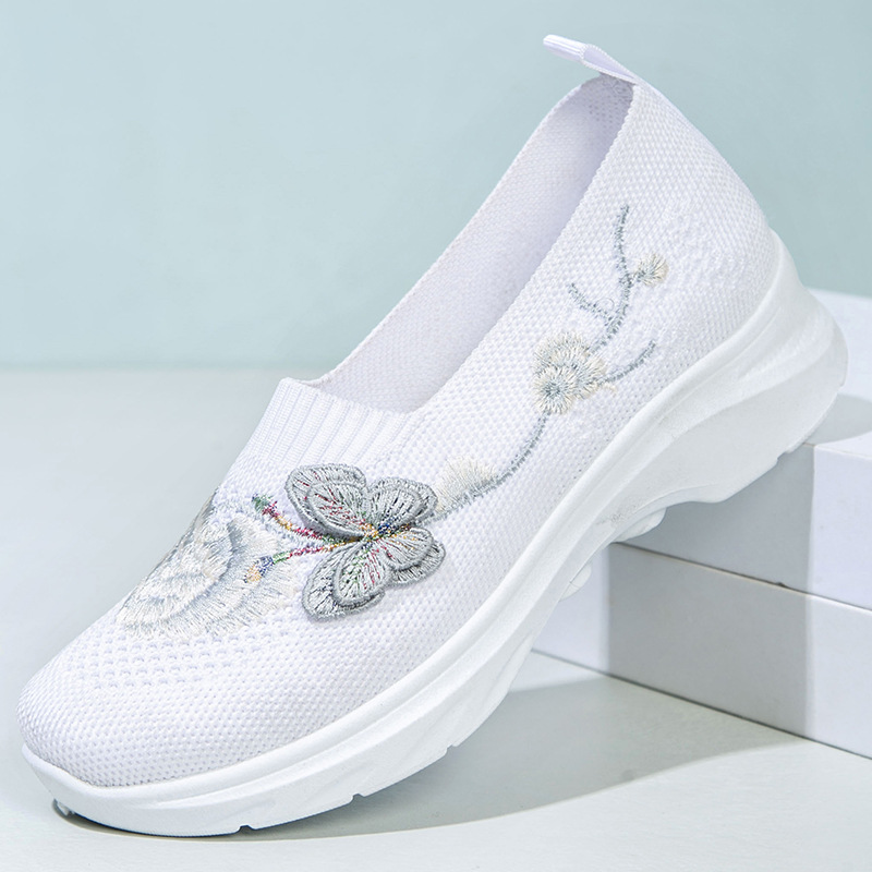 ⏰ Limited Time Sale 60% OFF - Women's Butterfly Embroidered Slip-On Shoes, Breathable Knit Casual Sneakers