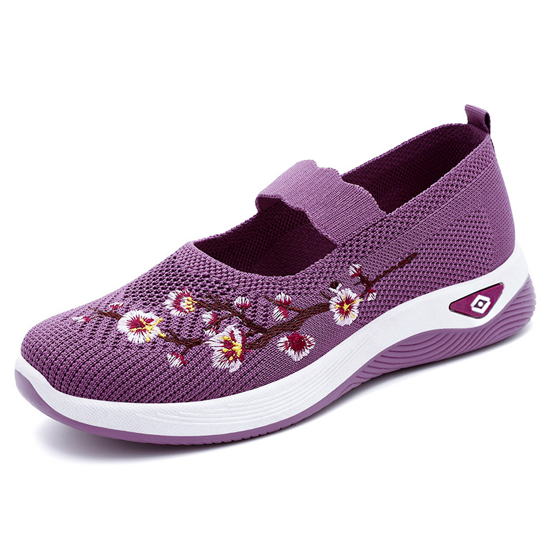 Women's Floral Embroidered Mary Jane Sneakers – Breathable, Lightweight Comfort for All-Day Walking & Daily Wear