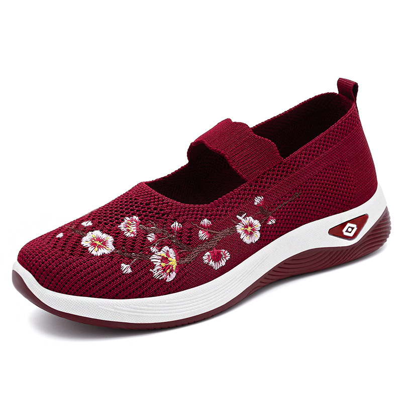 Women's Floral Embroidered Mary Jane Sneakers – Breathable, Lightweight Comfort for All-Day Walking & Daily Wear