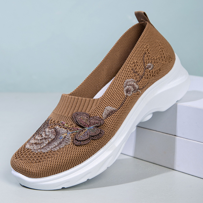 ⏰ Limited Time Sale 60% OFF - Women's Butterfly Embroidered Slip-On Shoes, Breathable Knit Casual Sneakers