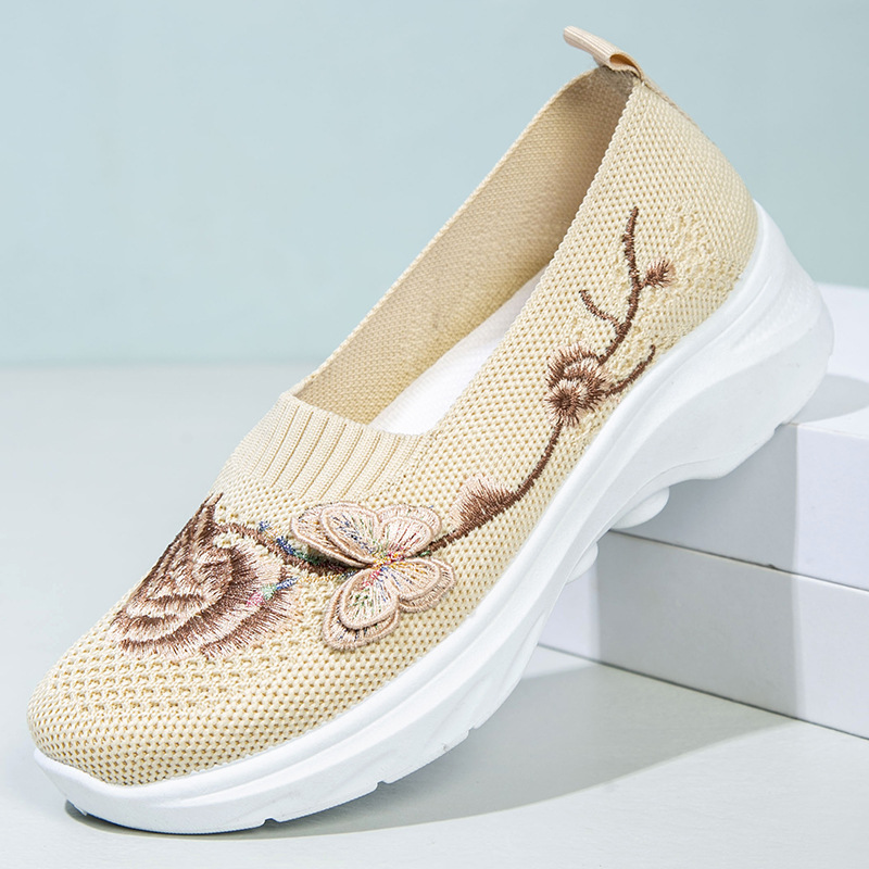 ⏰ Limited Time Sale 60% OFF - Women's Butterfly Embroidered Slip-On Shoes, Breathable Knit Casual Sneakers