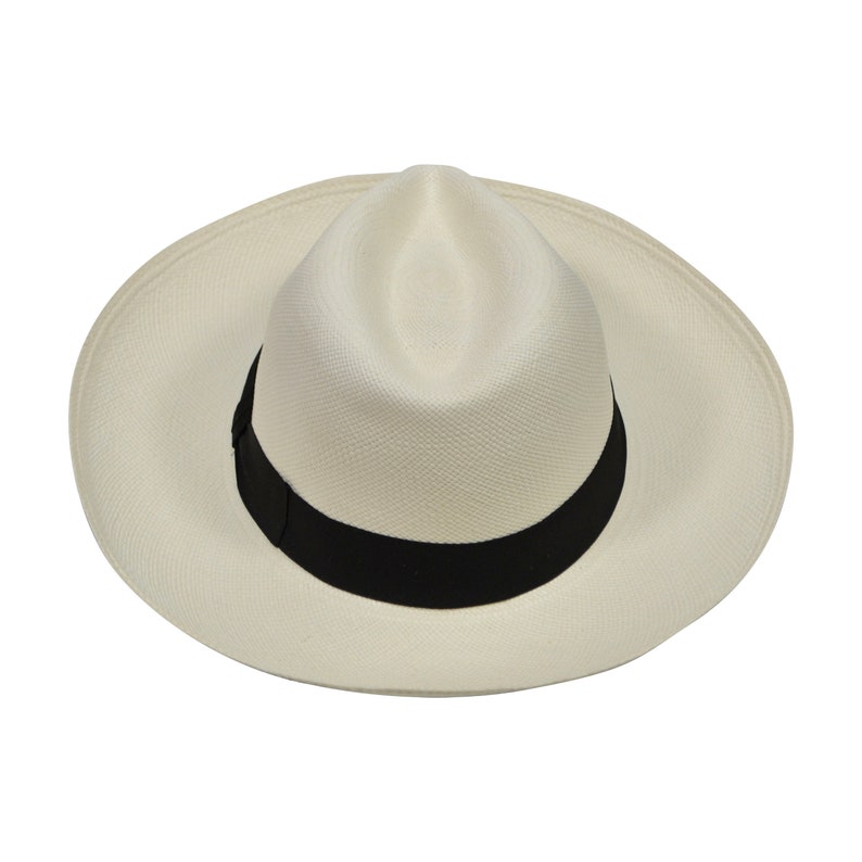 Genuine Panama Hat - Black Band - Wide Brim Classic Summer Fedora - White Toquilla Straw - Handwoven in Ecuador - GPH - HatBox Included-BOX PACKING