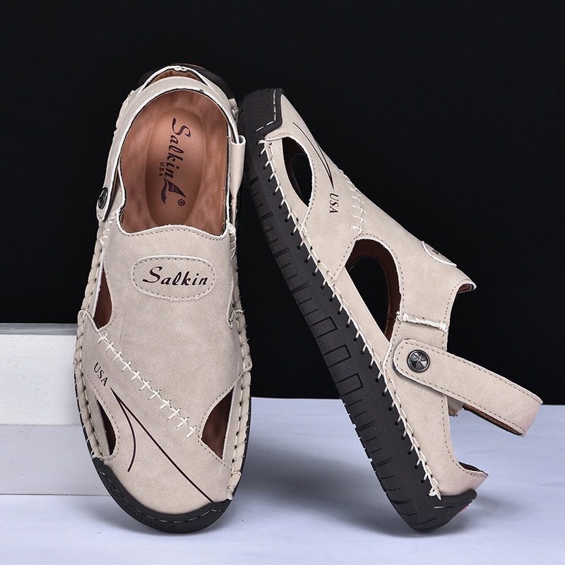 ⏰Limited Time 70% OFF - Men's Handmade Stitched Slip-On Driving Sandals