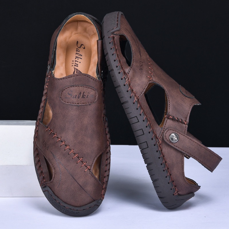 ⏰Limited Time 70% OFF - Men's Handmade Stitched Slip-On Driving Sandals