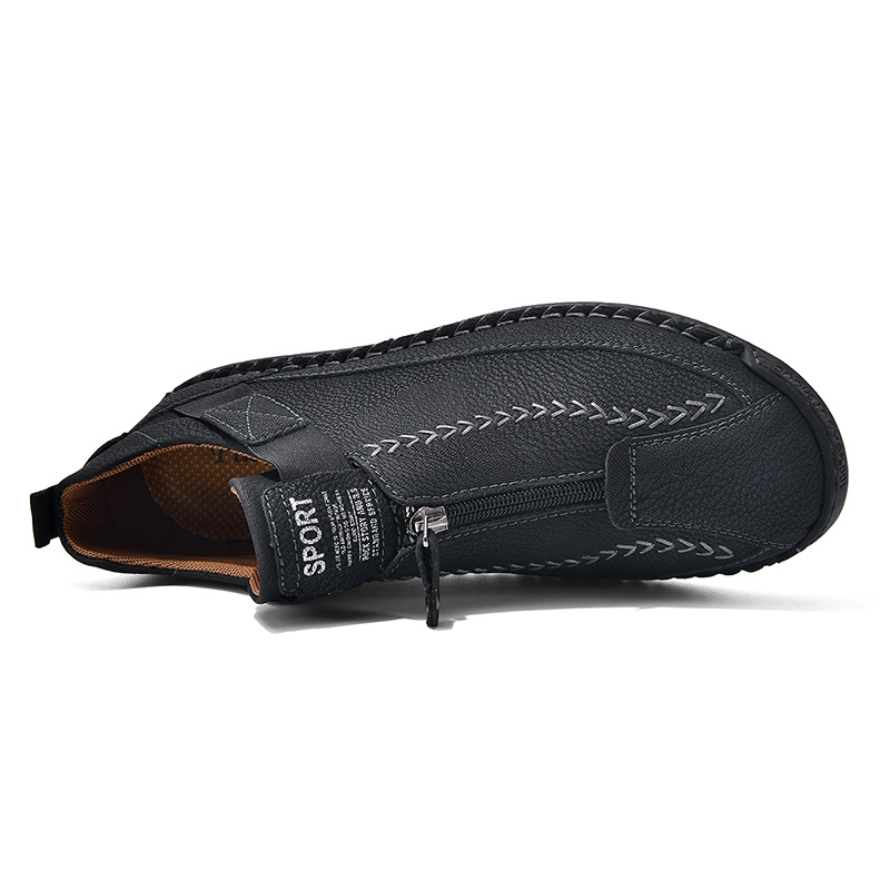 ⏰Limited Time Sale 70% OFF - Men's Premium Leather Slip-On Boots – Ideal Gift for Dad, Husband or Friend | Wide Toe, Arch Support, Waterproof, Pressure Relief, Non-Slip