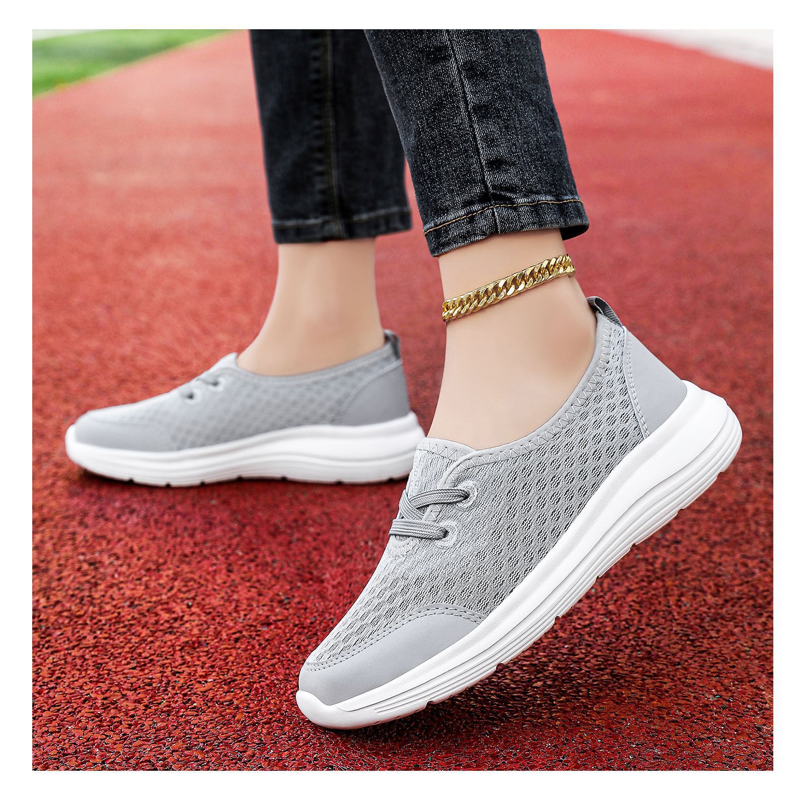 Women's Comfy Mesh Sneakers – Say Goodbye to Sweaty Feet & Tying Laces, Non-Slip for Steady Steps
