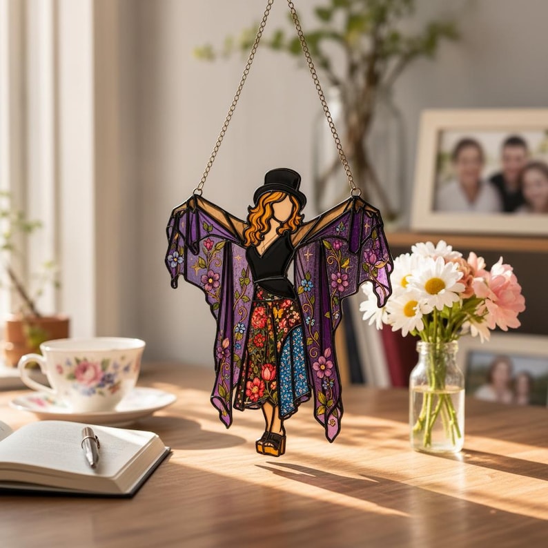Stevie Nicks Fleetwood Mac Acrylic Suncatcher, Witchy Music Legend Window Hanging, Bohemian Rock And Roll Goddess Decor Gift