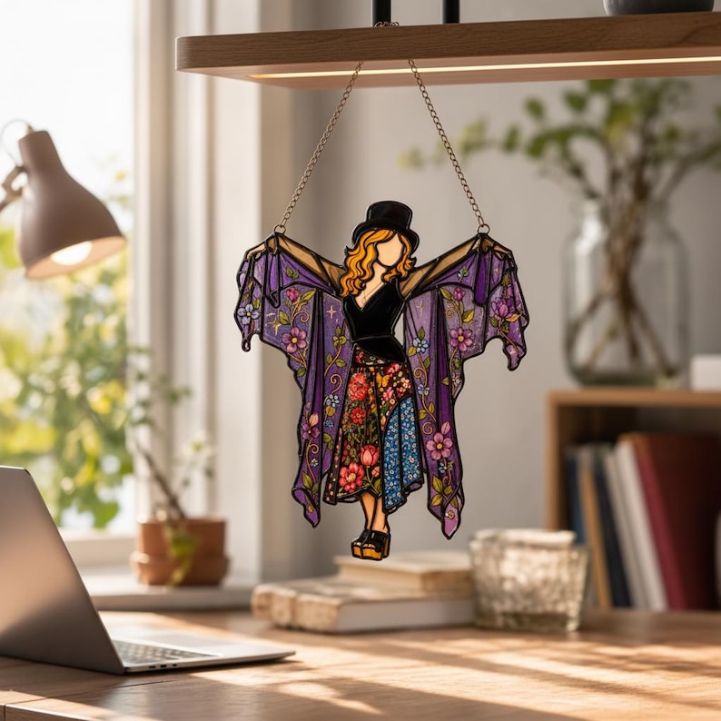 Stevie Nicks Fleetwood Mac Acrylic Suncatcher, Witchy Music Legend Window Hanging, Bohemian Rock And Roll Goddess Decor Gift
