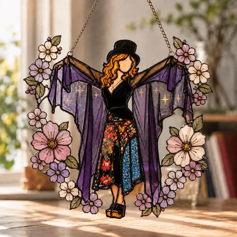Stevie Nicks Fleetwood Mac Acrylic Suncatcher, Witchy Music Legend Window Hanging, Bohemian Rock And Roll Goddess Decor Gift