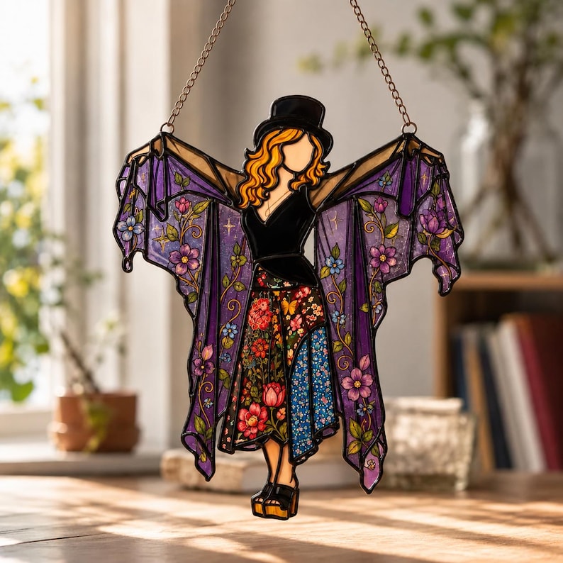 Stevie Nicks Fleetwood Mac Acrylic Suncatcher, Witchy Music Legend Window Hanging, Bohemian Rock And Roll Goddess Decor Gift