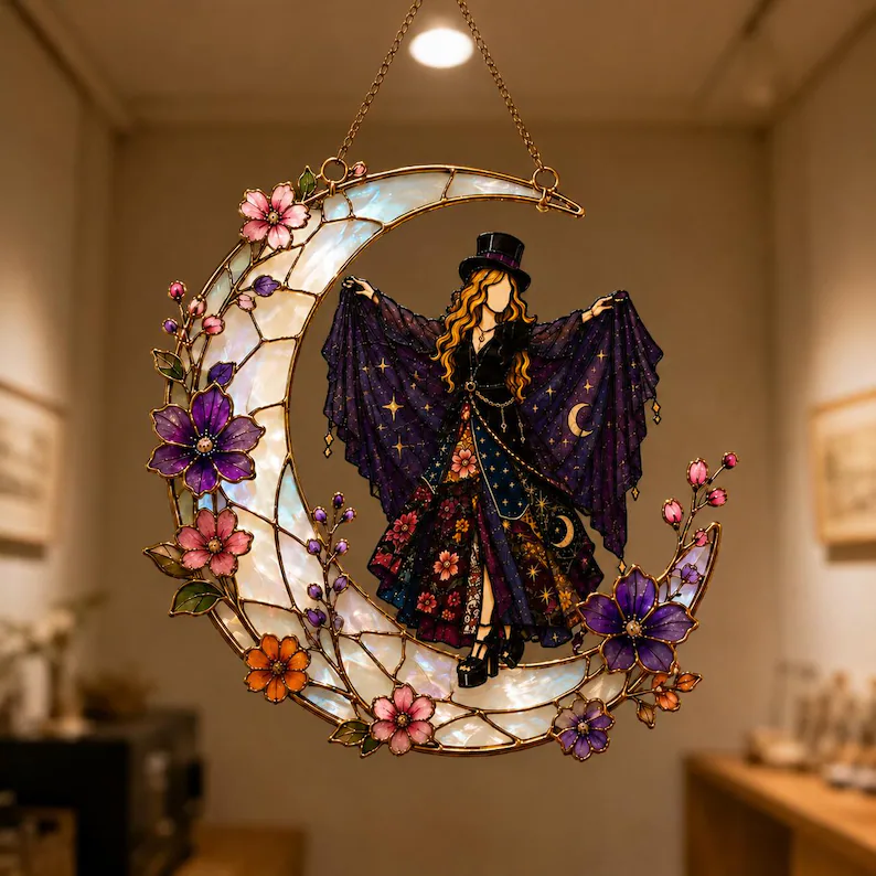 Stevie Nicks Fleetwood Mac Acrylic Suncatcher, Witchy Music Legend Window Hanging, Bohemian Rock And Roll Goddess Decor Gift