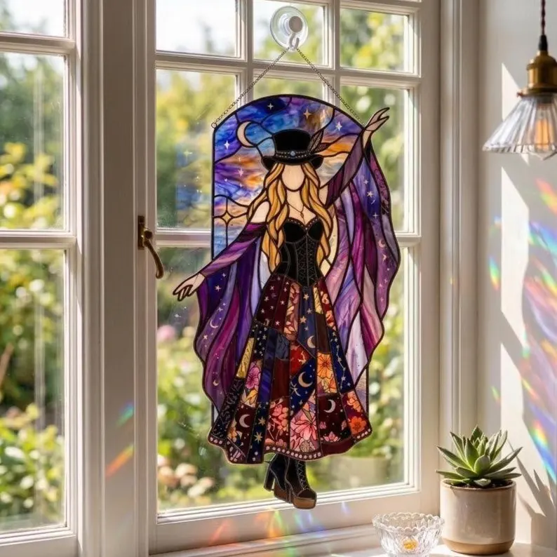 Stevie Nicks Fleetwood Mac Acrylic Suncatcher, Witchy Music Legend Window Hanging, Bohemian Rock And Roll Goddess Decor Gift