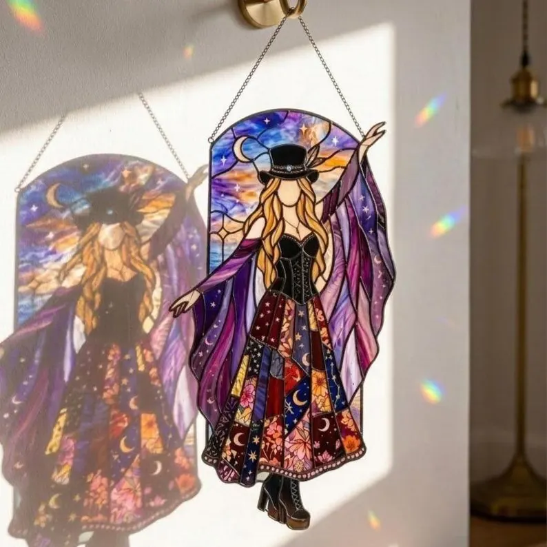 Stevie Nicks Fleetwood Mac Acrylic Suncatcher, Witchy Music Legend Window Hanging, Bohemian Rock And Roll Goddess Decor Gift