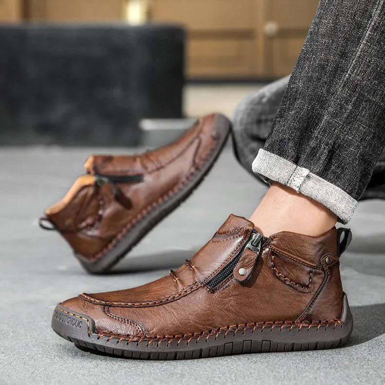 🔥Last Day Deals🔥Handmade Suede High Boots for Men Waterproof Leather Sneakers