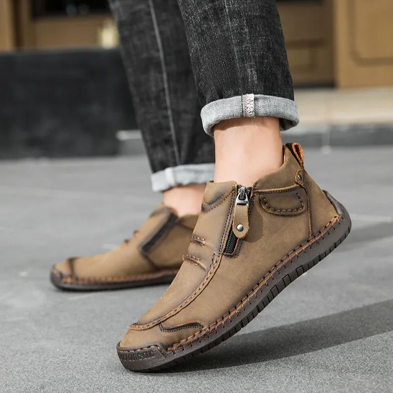 🔥Last Day Deals🔥Handmade Suede High Boots for Men Waterproof Leather Sneakers