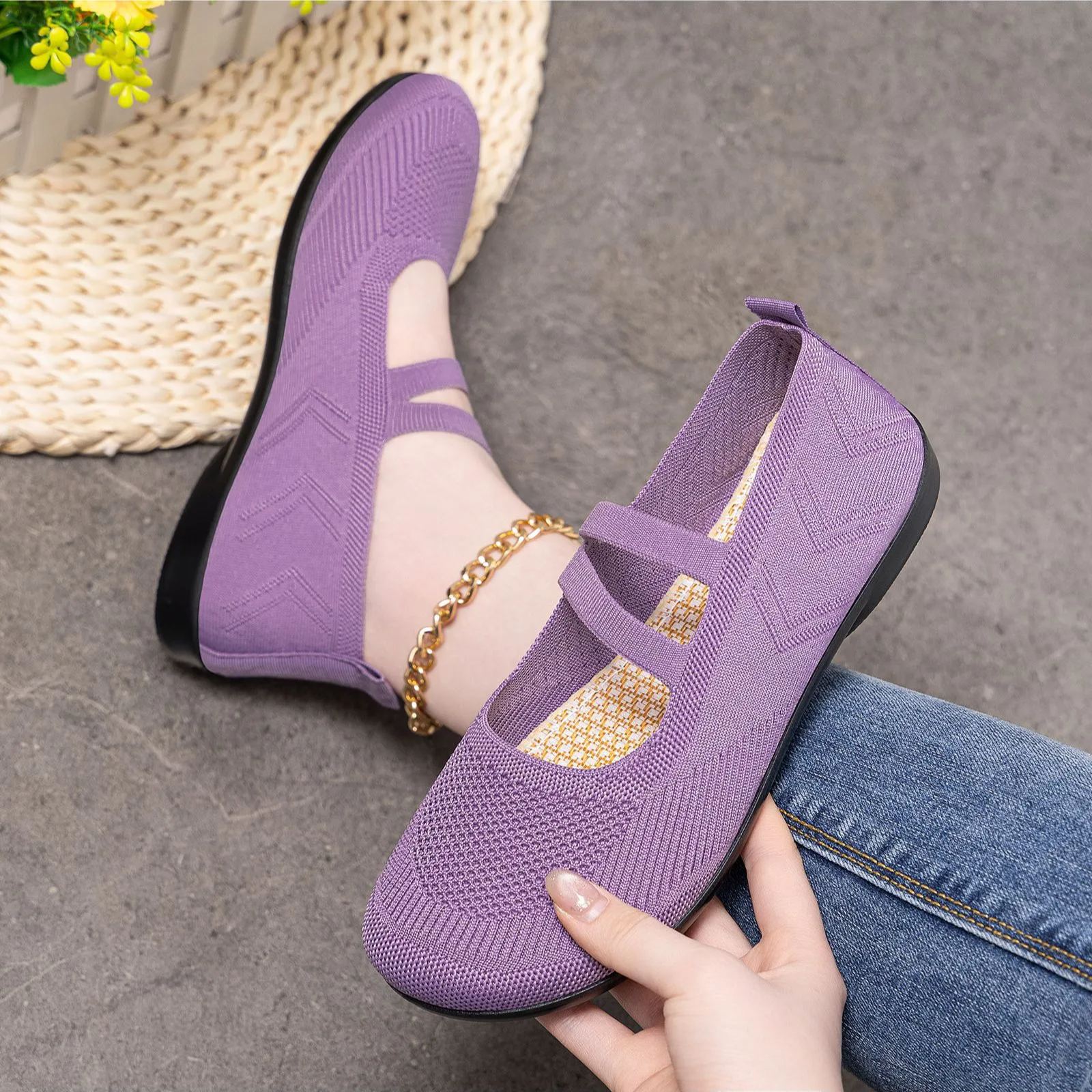 Shoes For Women, Spring Casual Shoes, Soft Soles, Non-Tiring Shoes, Women'S Shoes, Fly-Woven Breathable Single Shoes, Mother'S Shoes, Old Beijing Cloth Shoes