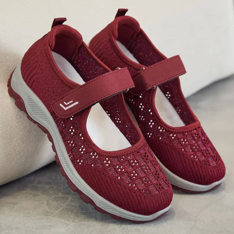 Women'S Shoes New Summer Breathable Mesh Shoes For Women Old Beijing Cloth Shoes Middle-Aged And Elderly Walking Shoes Soft Sole Mom'S Shoes Wholesale