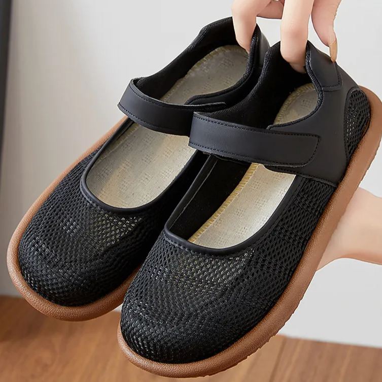 Women's Everyday Mary Jane Shoes | Breathable Mesh, Quick-On Hook-and-Loop, Non-Slip Sole – Perfect for Moms & Casual Walks