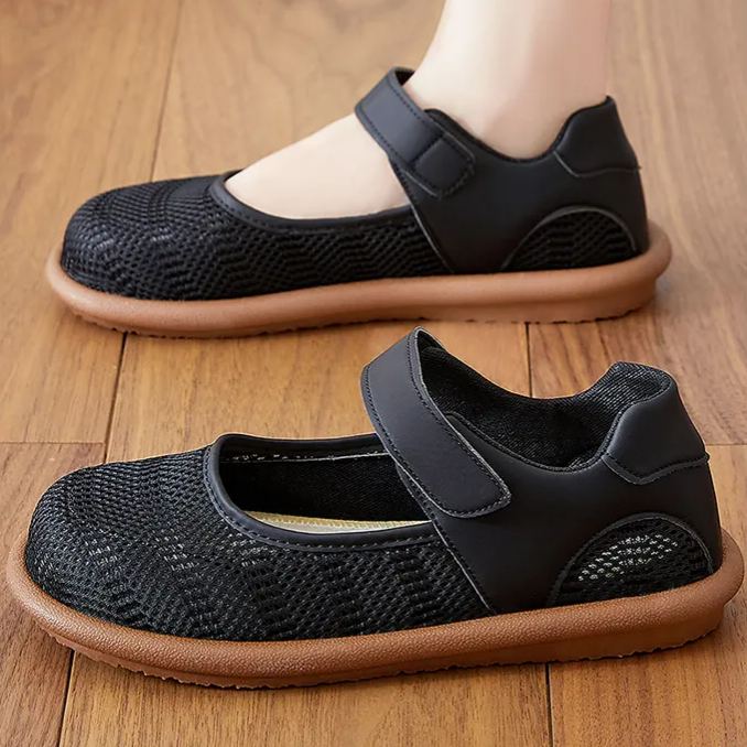 Women's Everyday Mary Jane Shoes | Breathable Mesh, Quick-On Hook-and-Loop, Non-Slip Sole – Perfect for Moms & Casual Walks