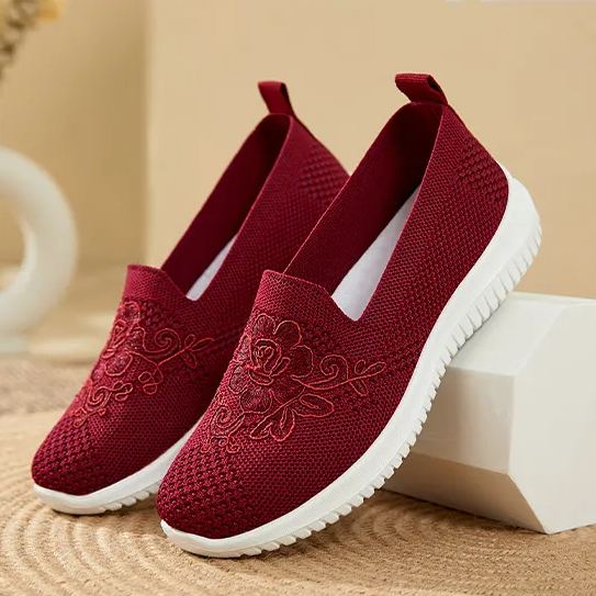 2026 New Women's Floral Slip-On Sneakers –  No-Tie Design for Pain-Free Walking & Daily Commute