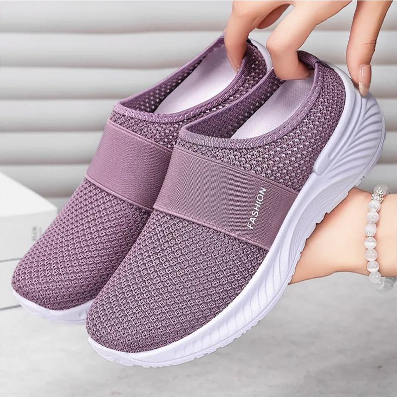 Women'S Summer Casual Shoes, Breathable And Non-Stuffy Mesh Shoes, Slip-Ons And Half Slippers, Soft Soles, Non-Tiring Shoes, Lazy Shoes