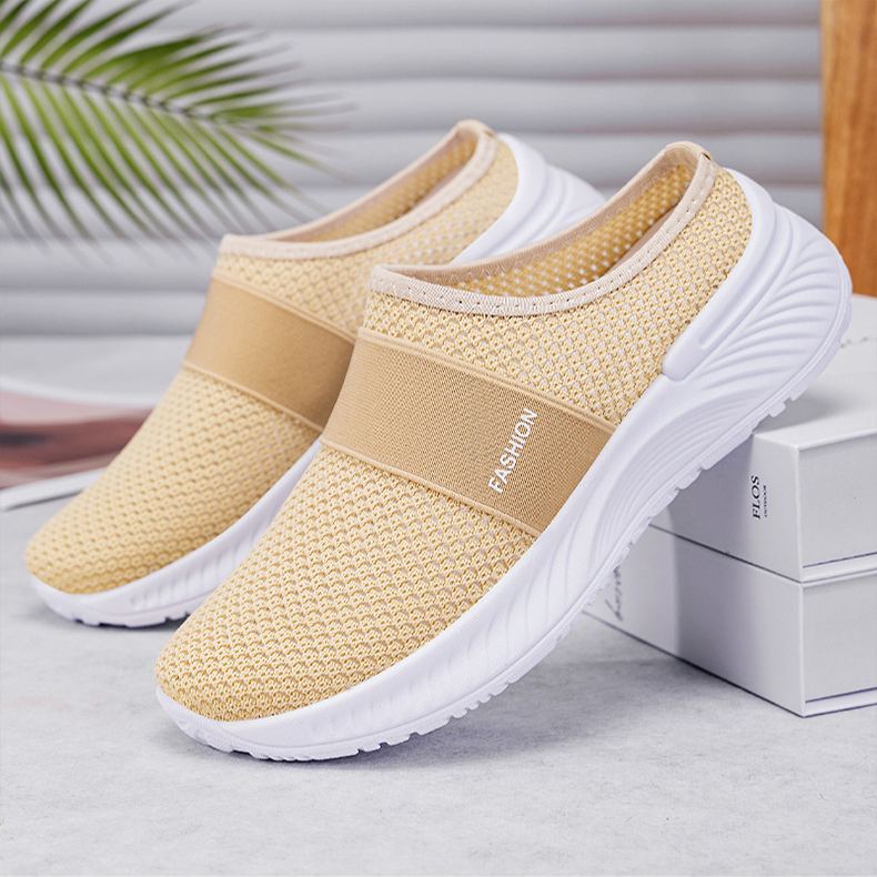 Women'S Summer Casual Shoes, Breathable And Non-Stuffy Mesh Shoes, Slip-Ons And Half Slippers, Soft Soles, Non-Tiring Shoes, Lazy Shoes